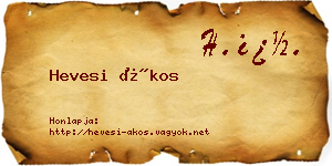 Hevesi Ákos névjegykártya